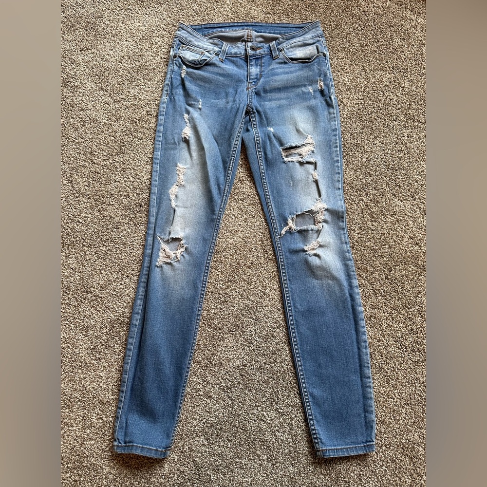 Guess Women's Distressed Medium Blue Skinny Jeans